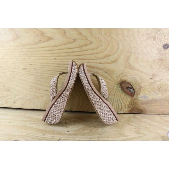 Volatile Sandals Womens Sz 9 Brown Basket Weave Platform Wedge Thong Shoes - Picture 6 of 9